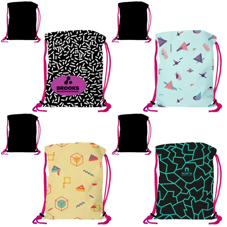 Super Drawstring Pack (One side Imprint)-Neon Pink Heavy Rope 1