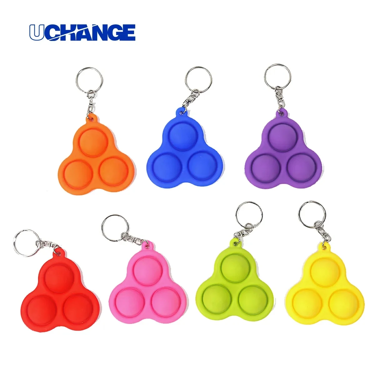 Silicone Pop Fidget Keychain Toy With Tri-Bubble Design 1