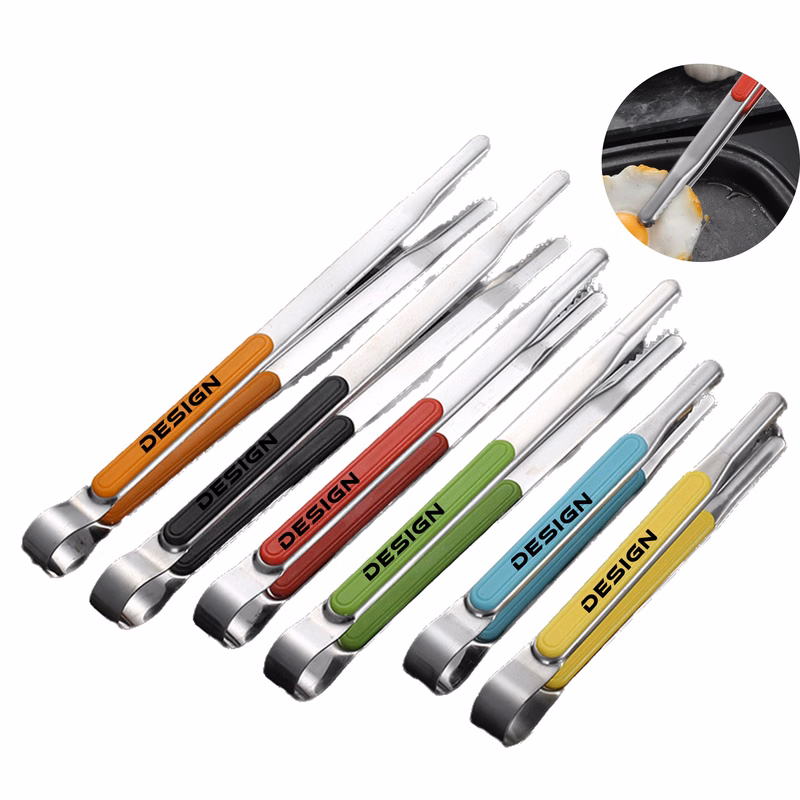 MOQ 50 Heavy Duty Korean BBQ Stainless Steel Tongs for Food Prep