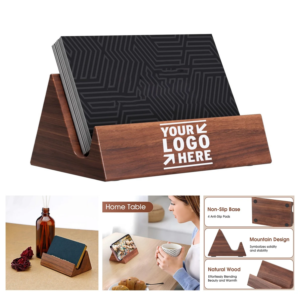 Stand Wooden Business Card Display Holder 1