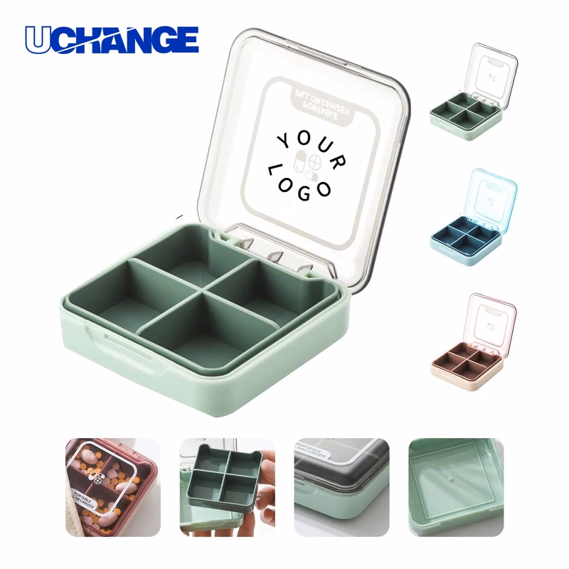 Durable 4 Compartment Pill Case Organizer