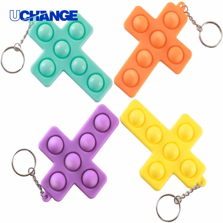 Cross-Shaped Silicone Push Pop Keychain Fidget Toy