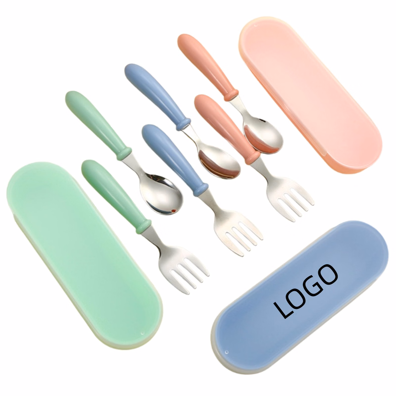 Baby Stainless Steel Cutlery Fork And Spoon Three-Piece Set