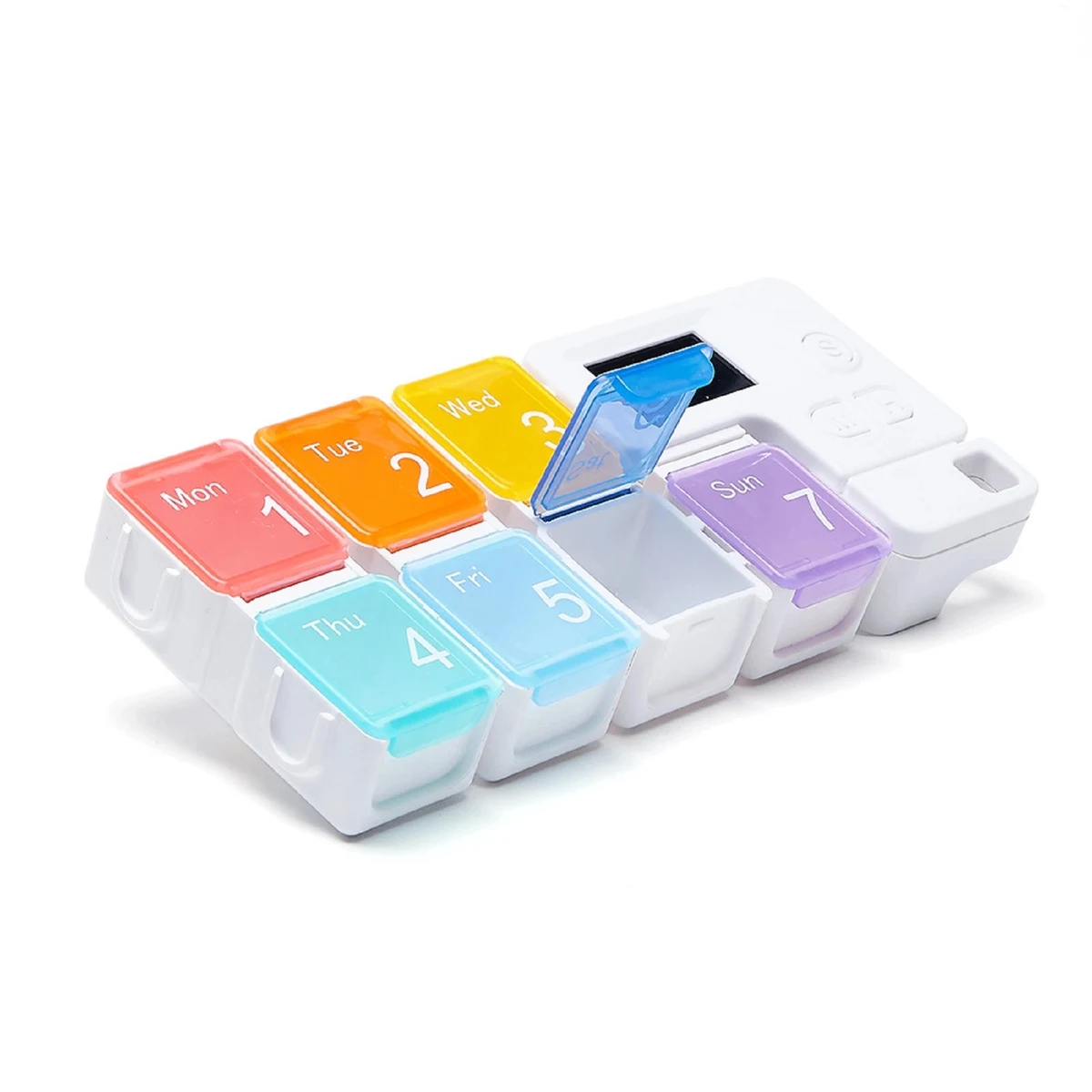 7 Compartments Colorful Pill Box with Alarm Timer 1