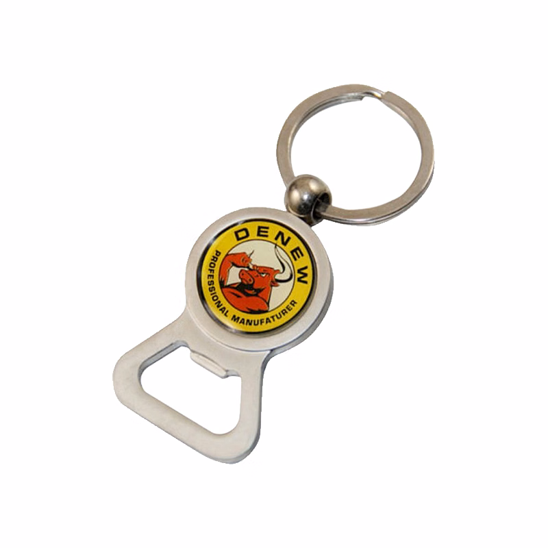 Round Metal Bottle Opener Keyring