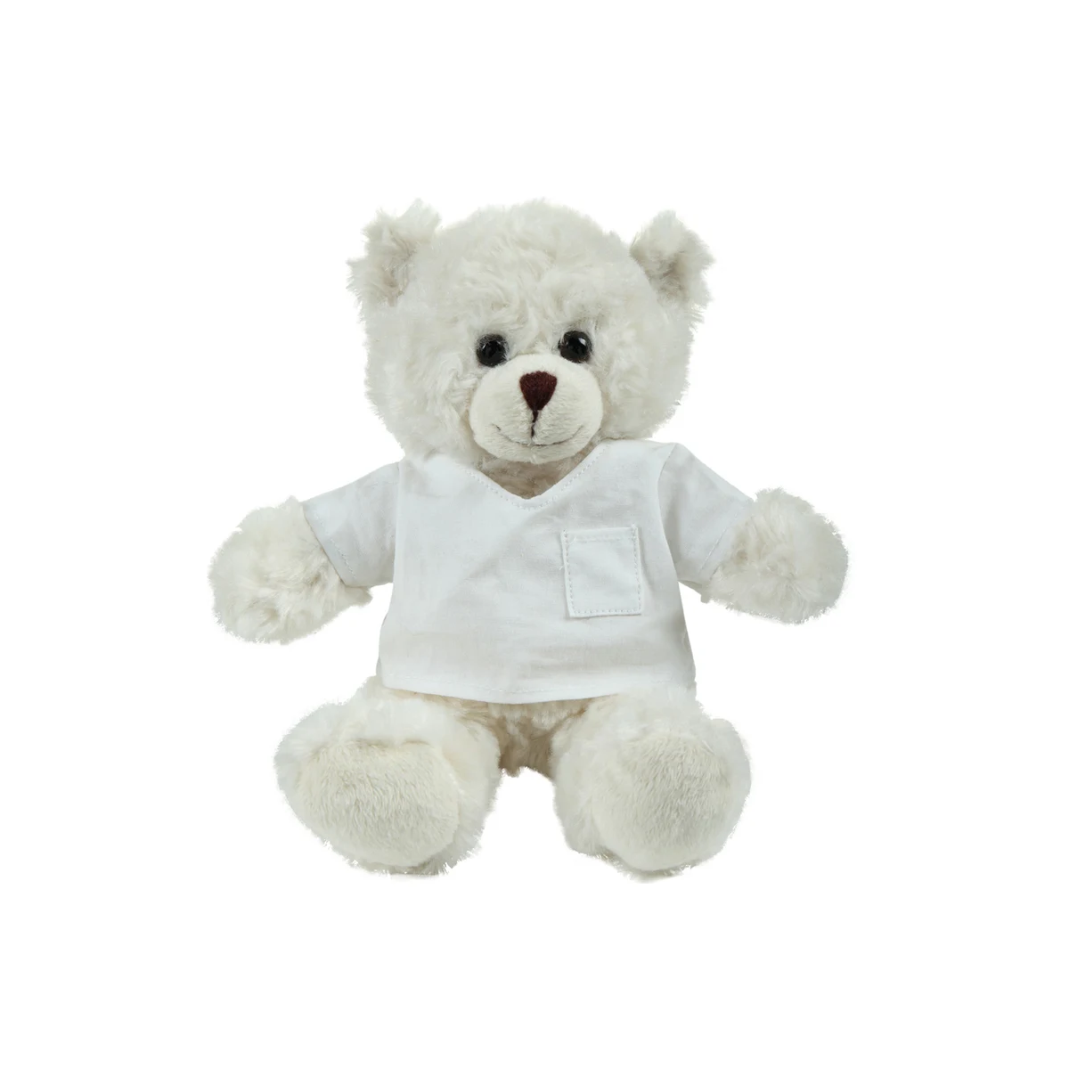 soft plush Cream Curly Sitting Bear with doctor jacket 1