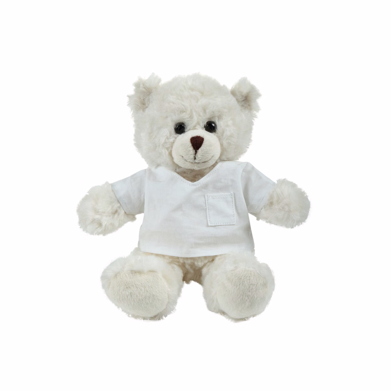 soft plush  Cream Curly Sitting Bear with doctor jacket