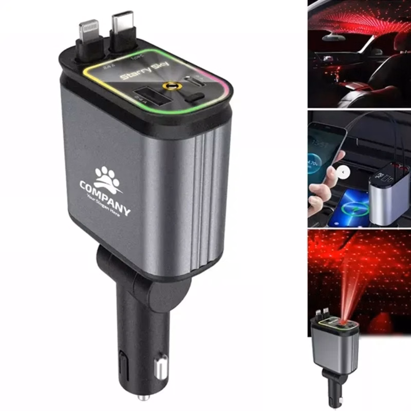 4 in 1 Retractable Car Charger Starlight