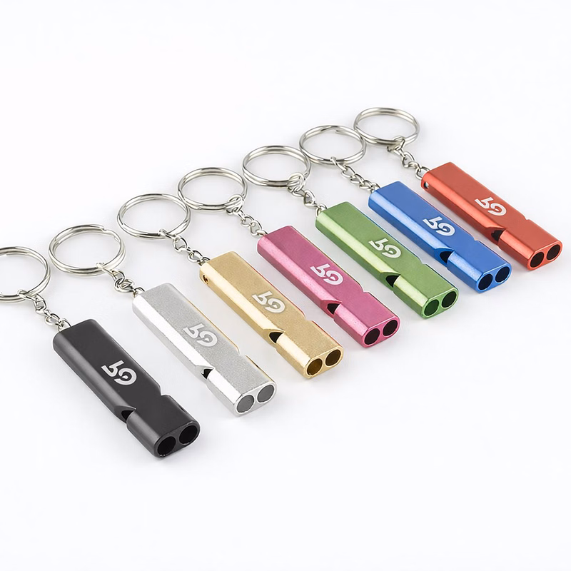 Custom-made Eco-friendly Aluminum Alloy Dual-frequency Survival Whistle