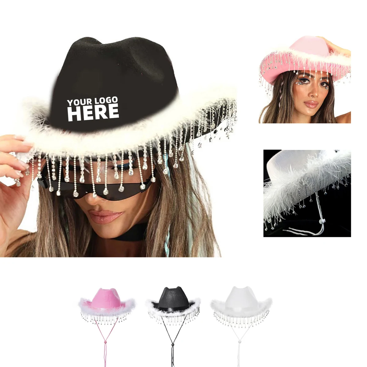 Rhinestone Fringed Cowboy Hat 1