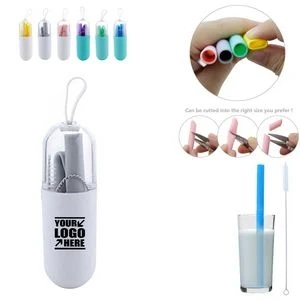 Compact Foldable Silicone Straw With Capsule Case 1