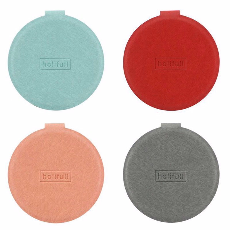 PU Leather Case Mirror Round Shape MOQ 50 PCS