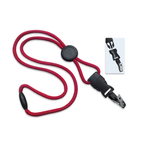 1/4" Blank Detachable Lanyard w/Round Slide & Bulldog Clip (Red) 1