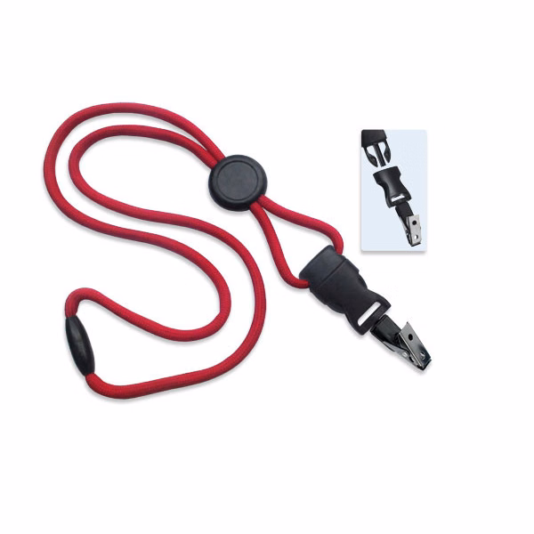 1/4" Blank Detachable Lanyard w/Round Slide & Bulldog Clip (Red)