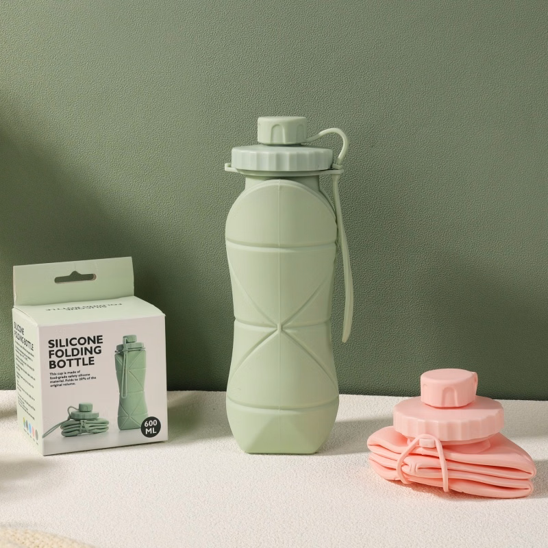 Packable Folding Food Grade Silicone Water Bottle