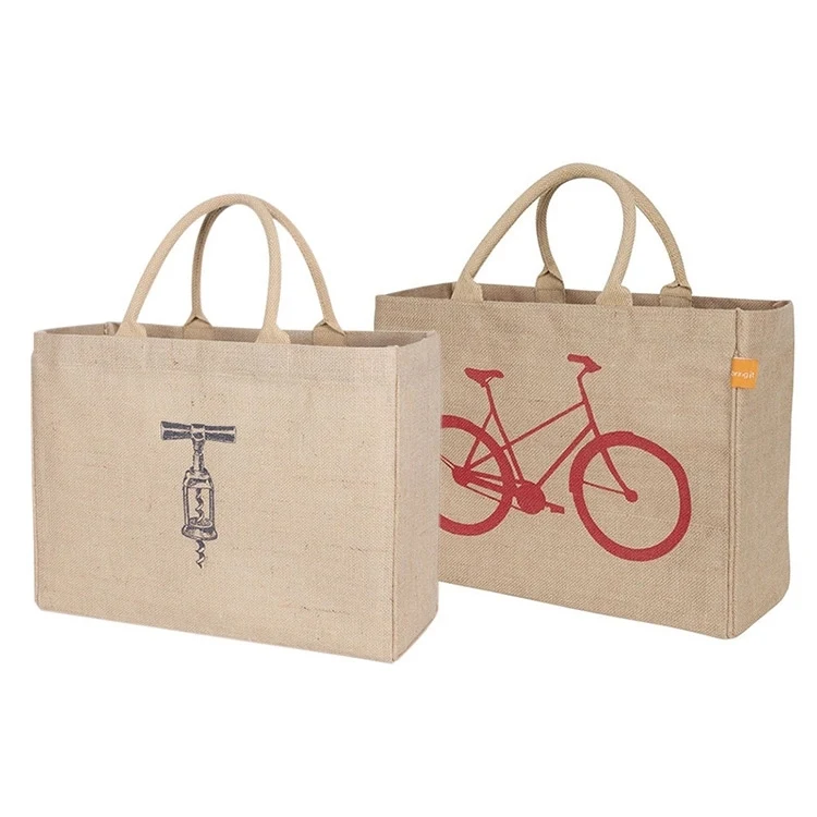Jute cloth handbag, custom tote bag with logo imprint 1