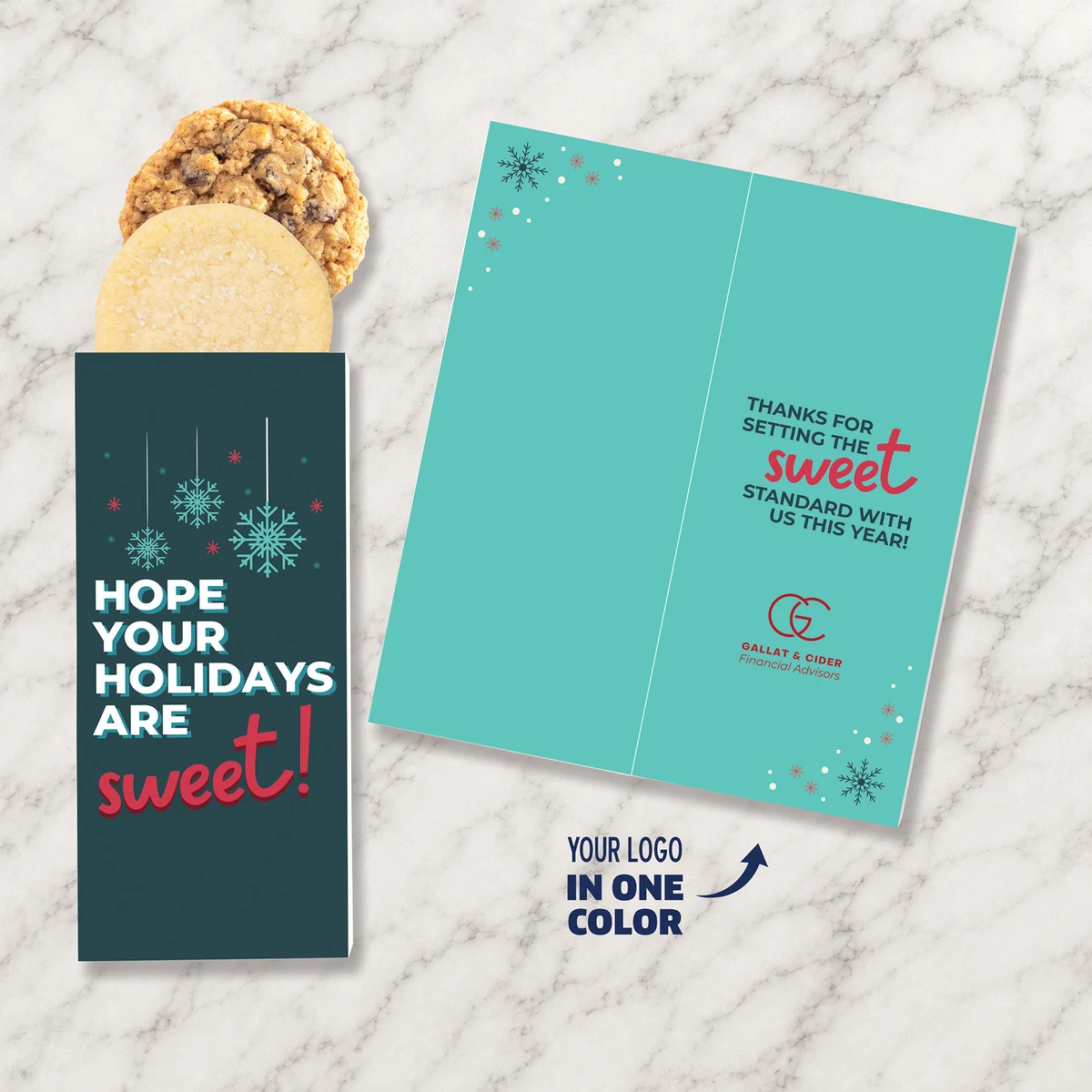 One Color Foil-Stamped Stock Holiday Sentiment Sweeter Cards with Homestyle Cookie Duo 1