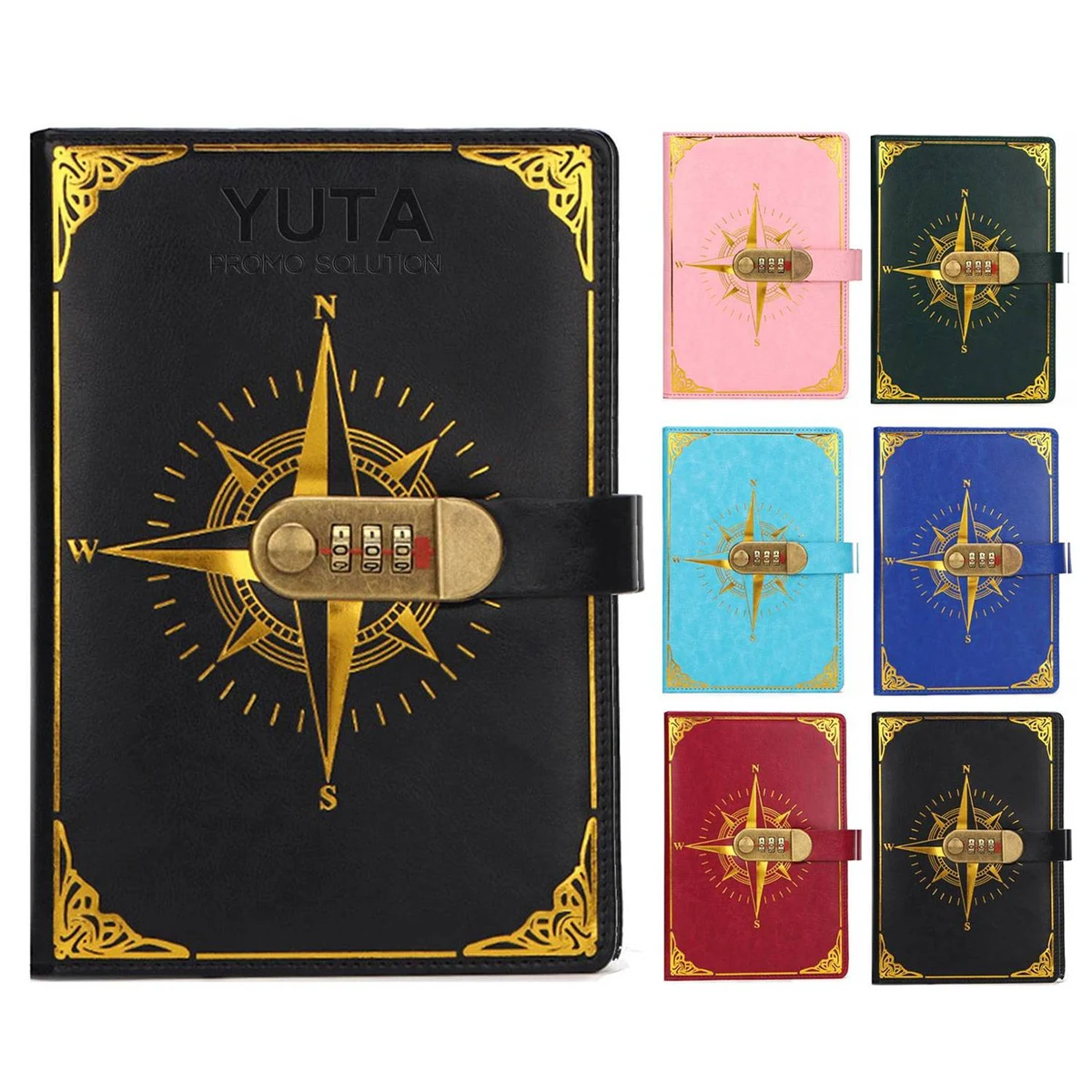 A5 PU Leather Journal Notebook w/ Password Lock 1