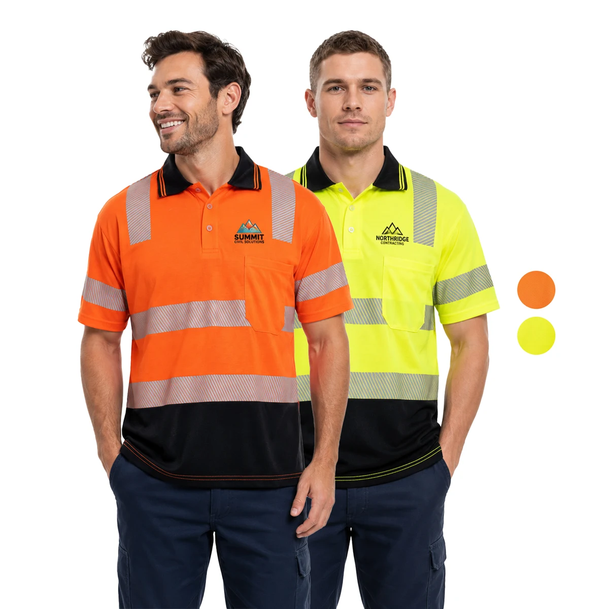 Class 3 Cotton Knitted Double Band Segmented Tape Polo Shirt with Pocket 1