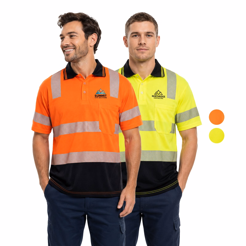 Class 3 Cotton Knitted Double Band Segmented Tape Polo Shirt with Pocket