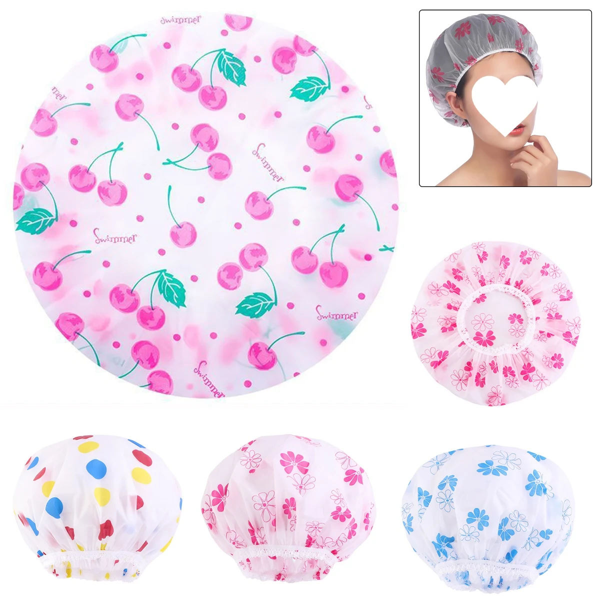 Printed Pattern Shower Caps 1