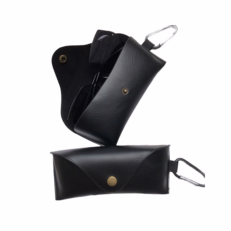 MOQ50 Custom Leather Glasses Case With Hook and Snap Button