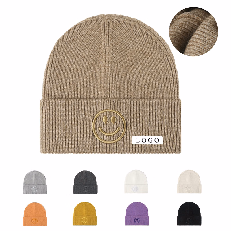 Smiley Face Knitted Beanie Hat