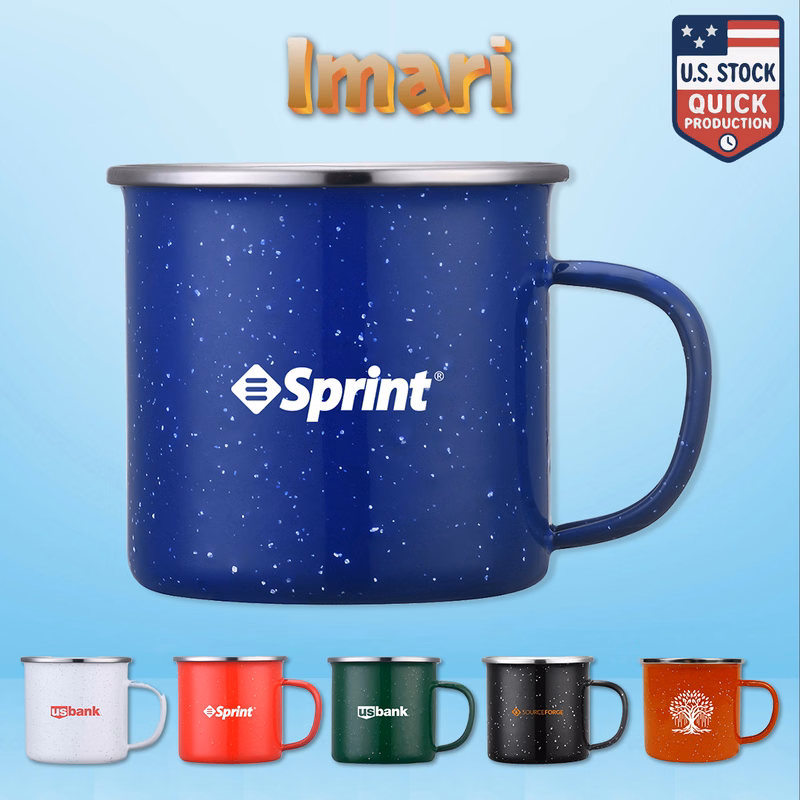 Imari 16oz Speckled Enamel Mug with Stainless Steel Rim