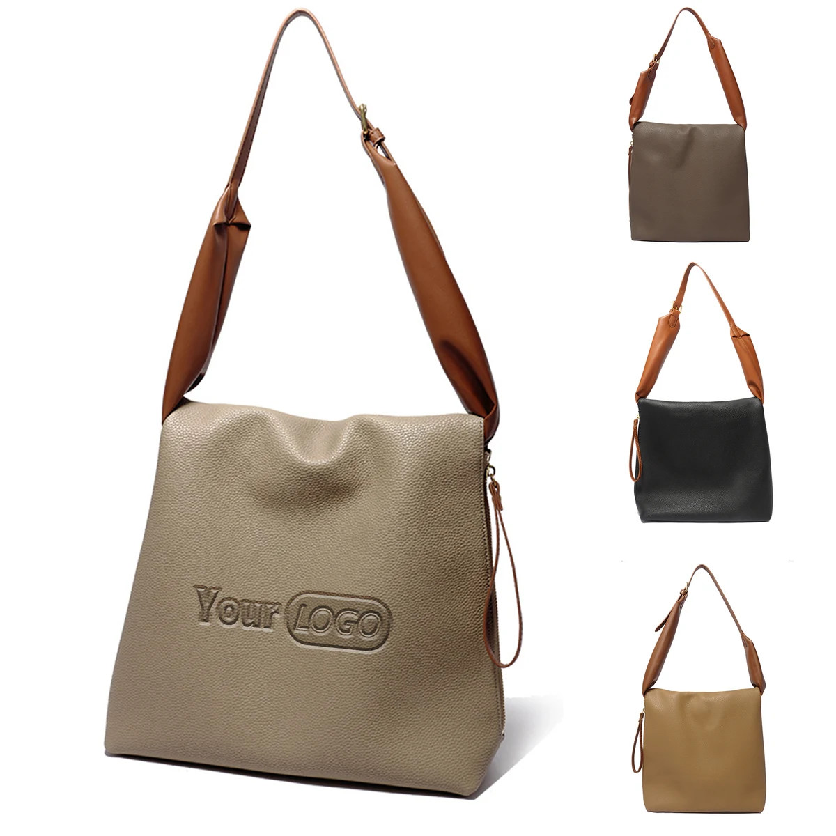 Large Genuine Wearable Leather Tote bag, custom tote bag with logo imprint 1