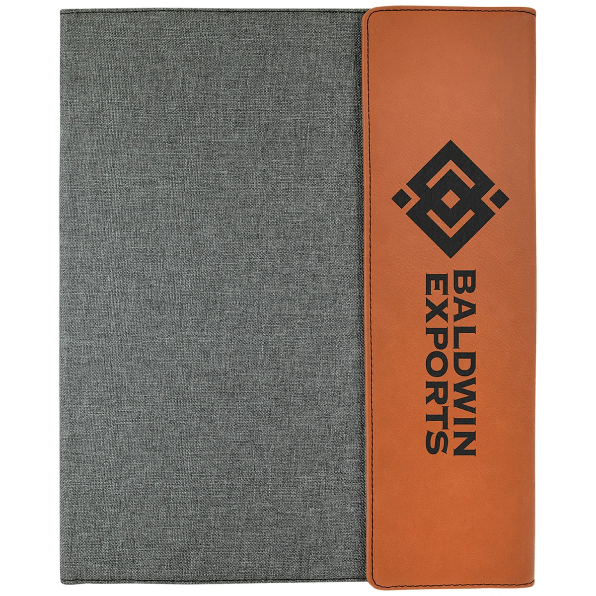 9" x 12" Rawhide Leatherette & Gray Canvas Portfolio 1