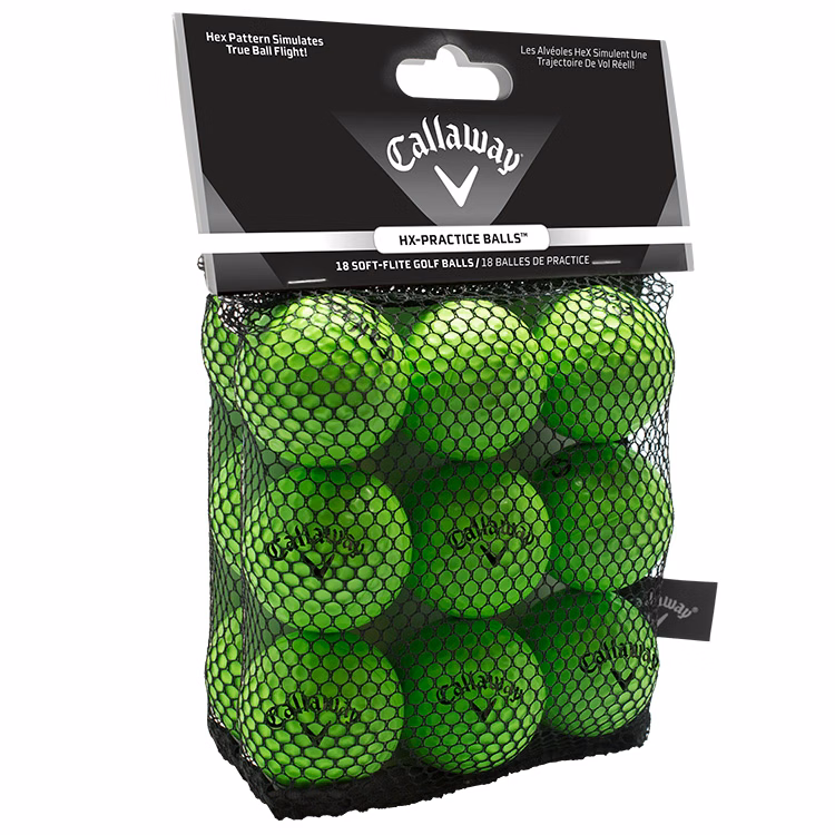 Callaway HX Soft Flight Practice Golf Balls -18-PACK (Green)