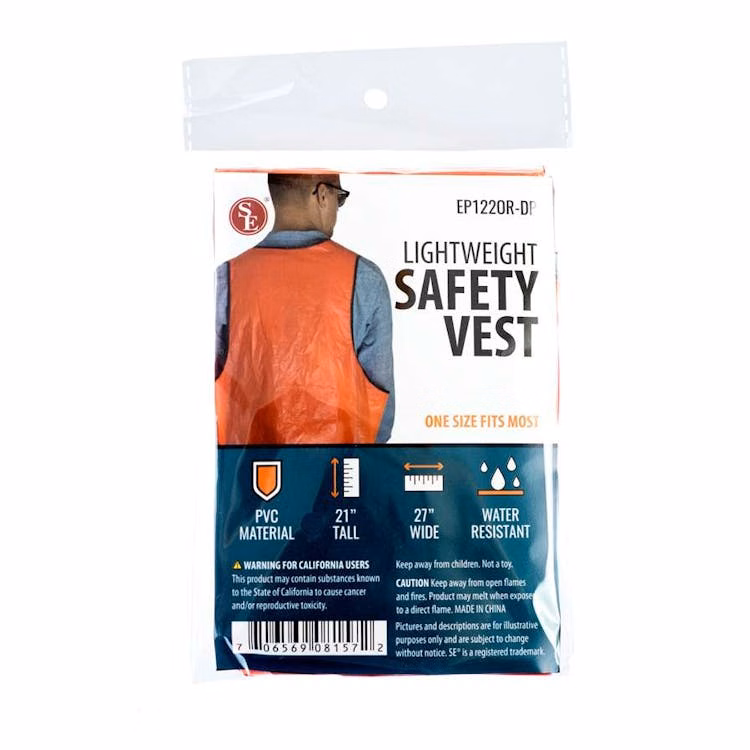 Orange PVC Disposable Safety Vest 21" x 27"
