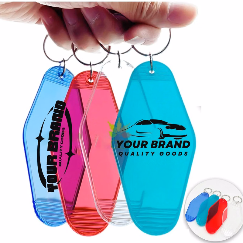 Hotel Motel Custom Color Printed Tag with Keyring Keychain