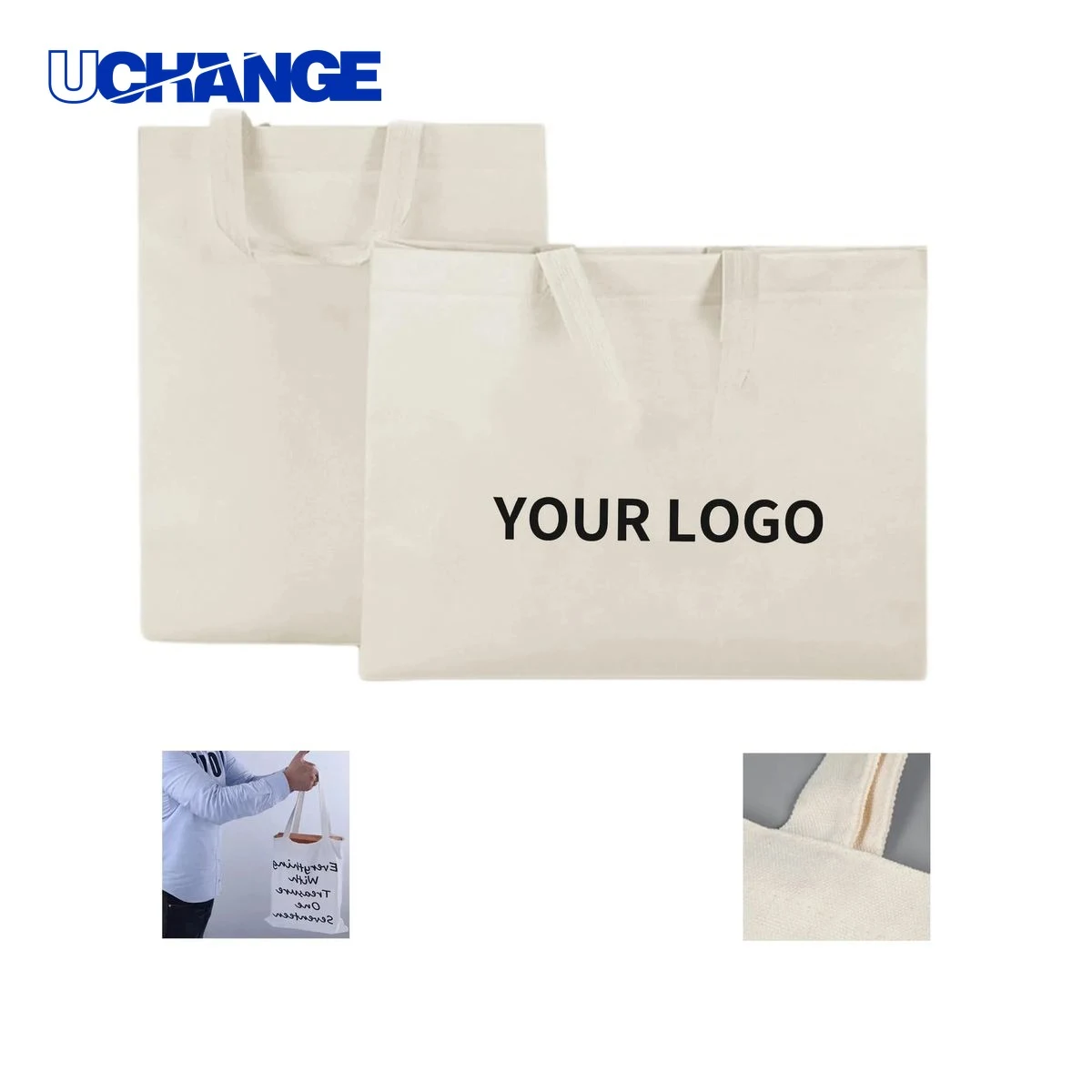 Cotton Canvas Tote Bag Carrier for Office Shopping, custom tote bag with logo imprint 1