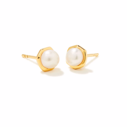 Kendra Scott Davie Pearl 18K Gold Vermeil Stud Earrings in Freshwater Cultured Pearl