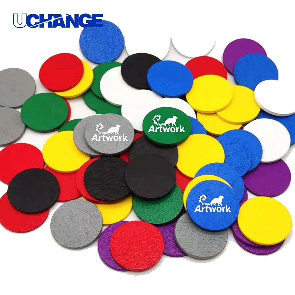 Wooden Colored Round Chip Coin for Games 1
