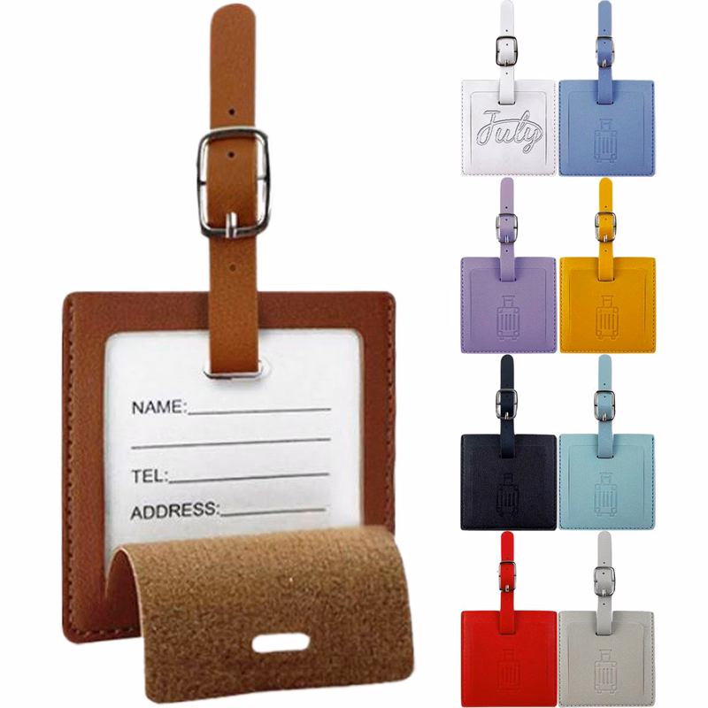PU Leather Square Flip Cover Luggage Tag