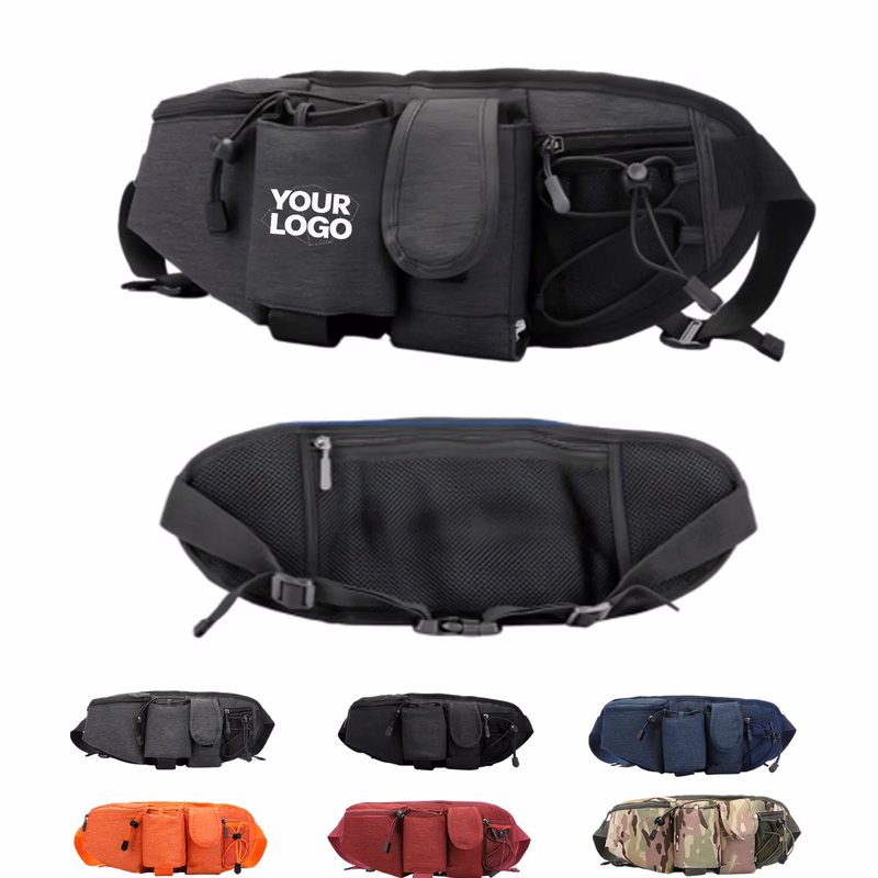 Multi Pocket Waist Pack with Water Bottle Holder