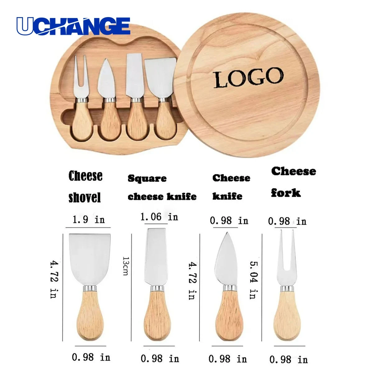 Wooden Board And Cheese Knife Set for Serving 1