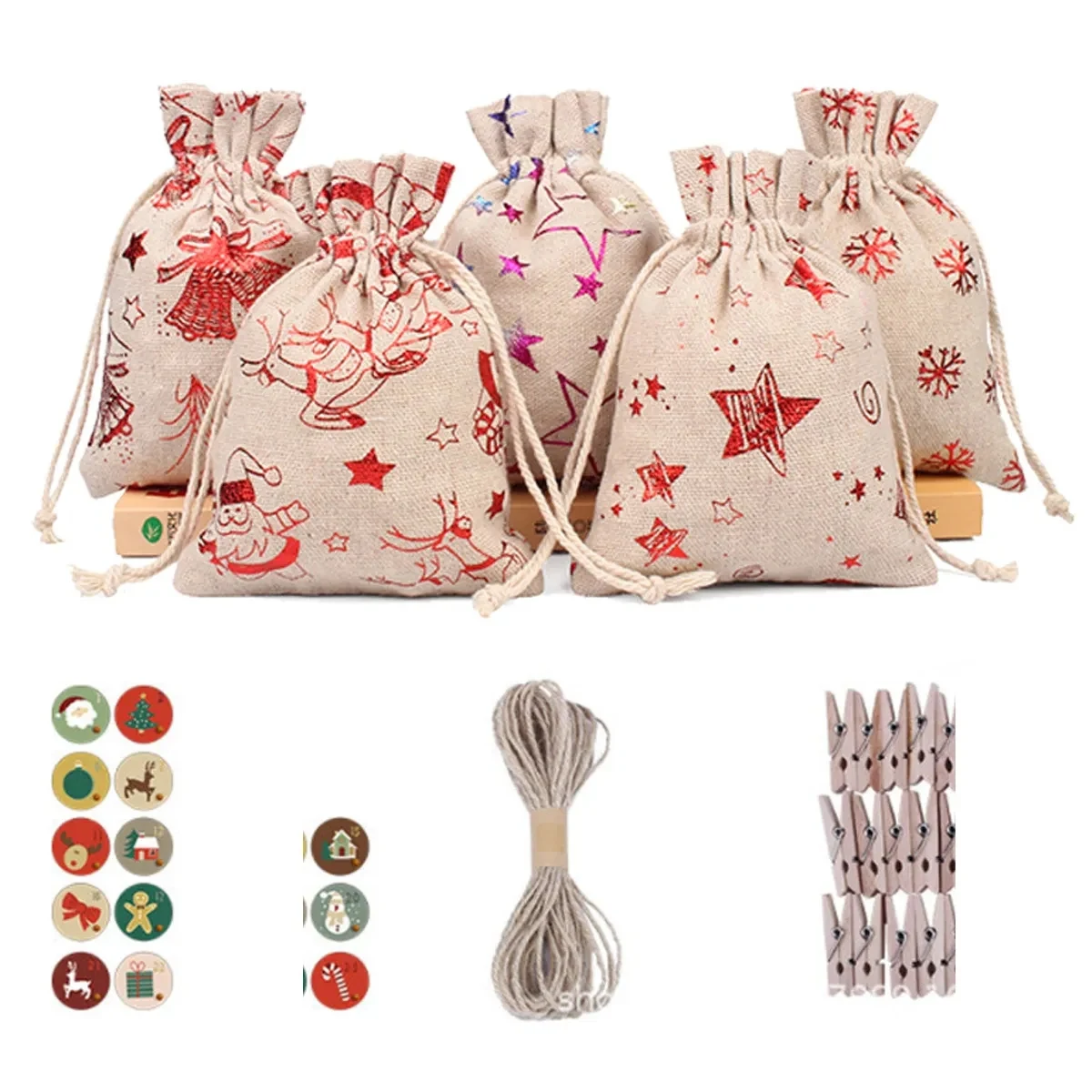 Christmas Gift Bags with string and Pegs 1