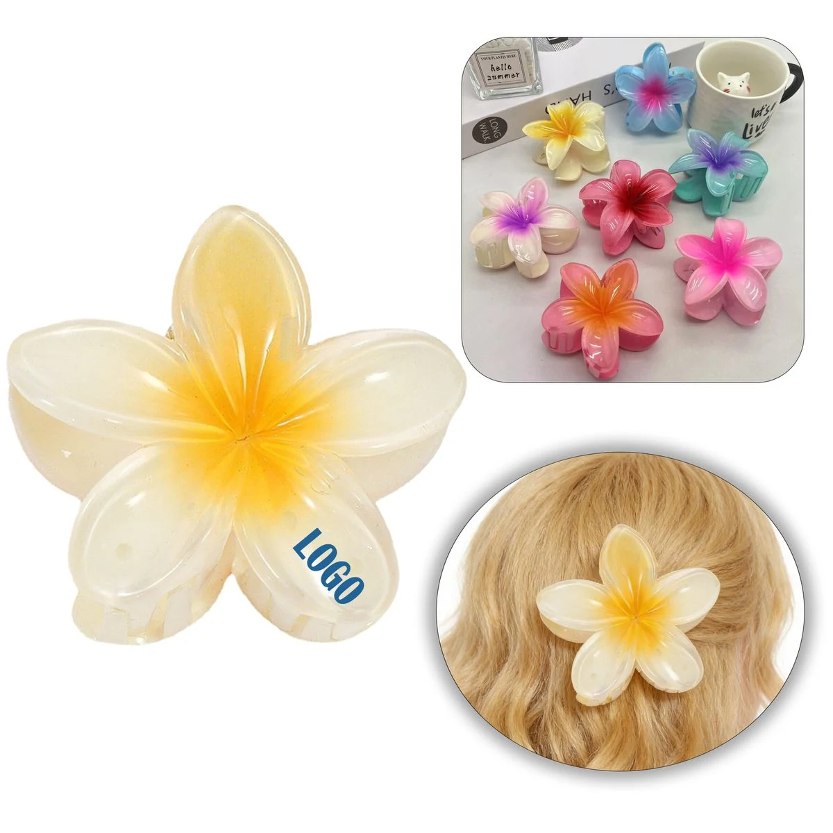 Gradient Frangipani Hair Claw 1