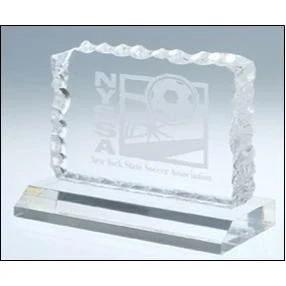 4 1/2" x 5 1/2" Clear Cracked Ice Acrylic Award 1