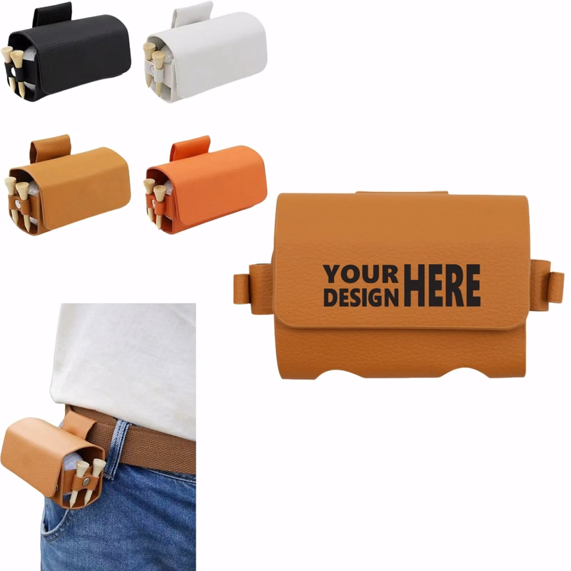 Golf Ball Waist Bag, Leather Golf Accessory Storage Pouch