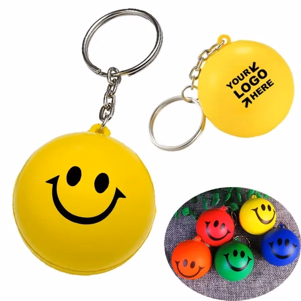 Smiley Face Stress Ball Keychain