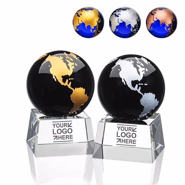 Heathcode globe blue spheres crystal award
