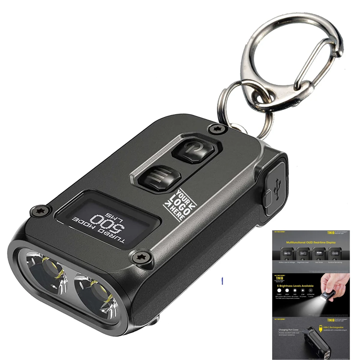 500 Lumen USB C Rechargeable Keychain Flashlight 1