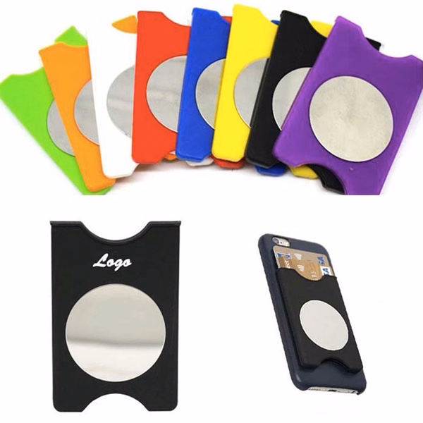 Adhesive Silicone Phone Wallet with Mirror