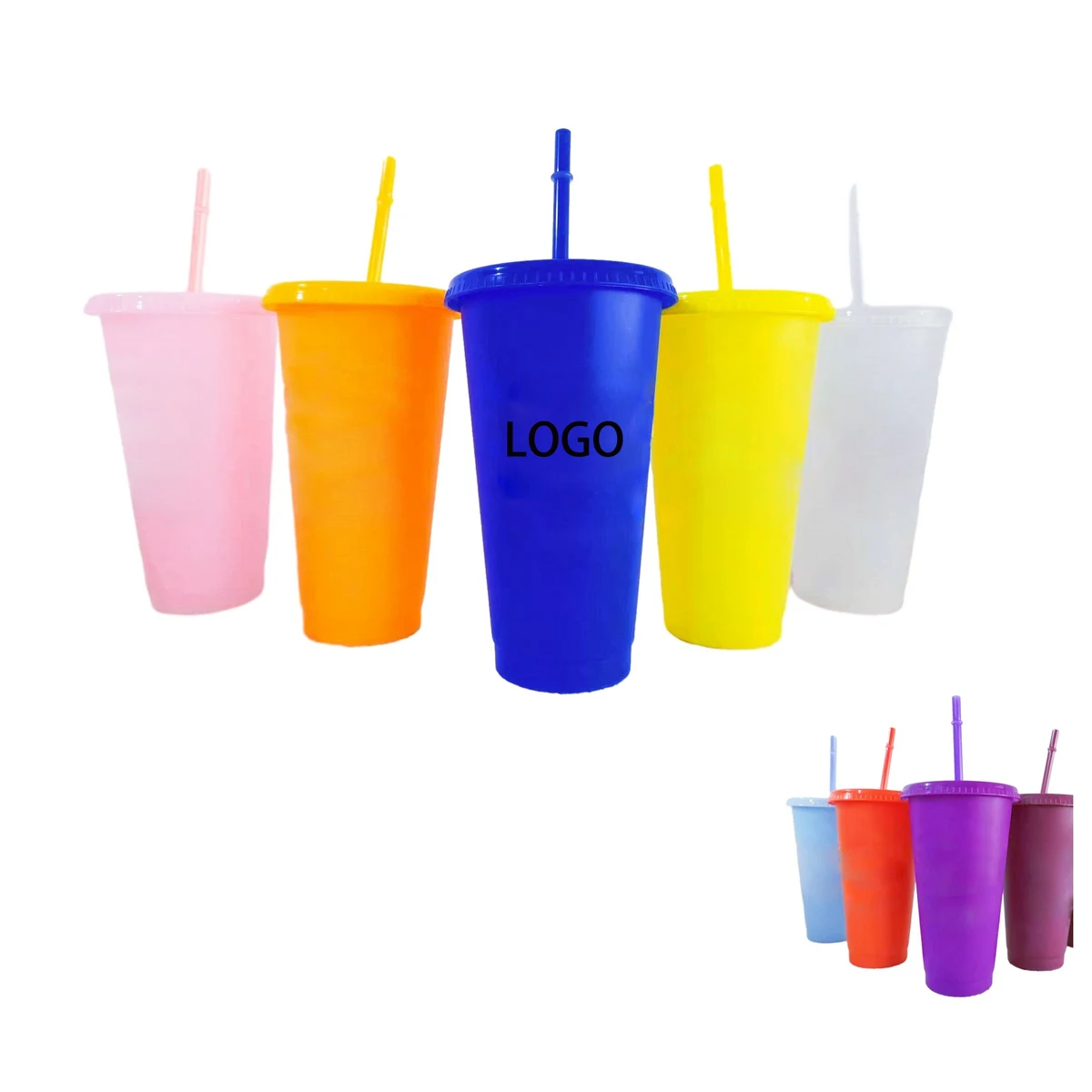 24oz Drinking Cups with Lid and Straw 1