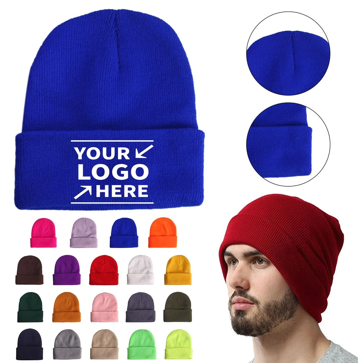 Knit Beanie Hat With Cuff 1