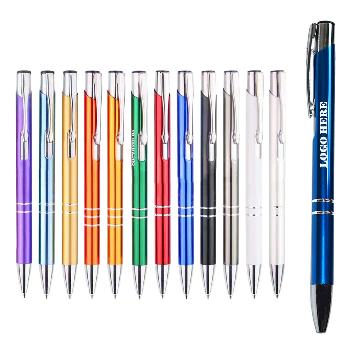 Aluminum Push Click Ballpoint Pen, custom pen with logo imprint 1